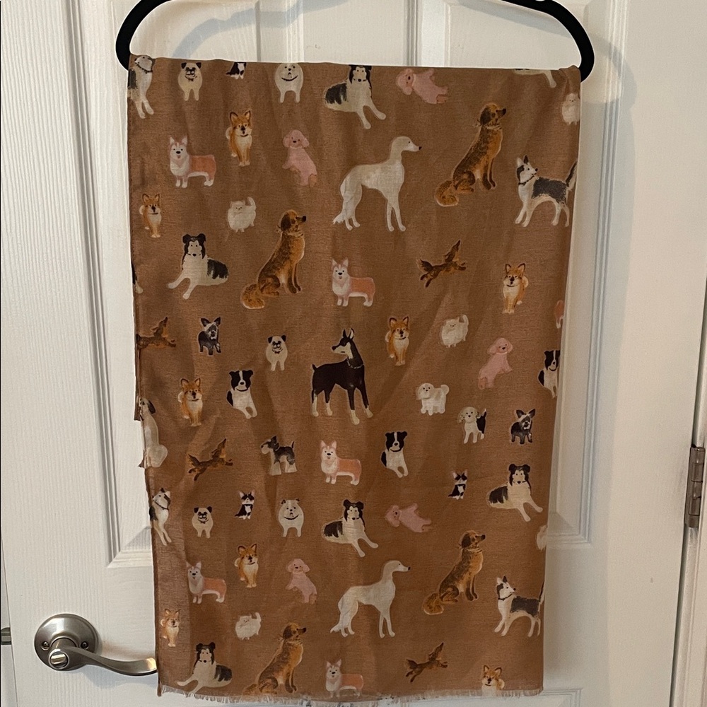 Joy Susan Dog Print Scarf - Brown